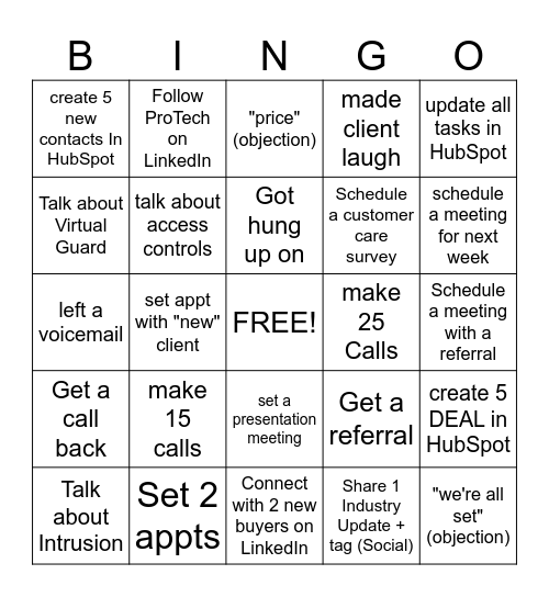 SALES BINGO Card