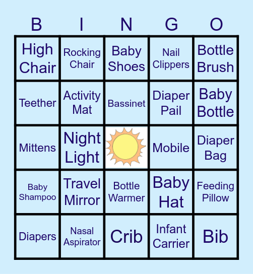 Baby Shoener Bingo Card