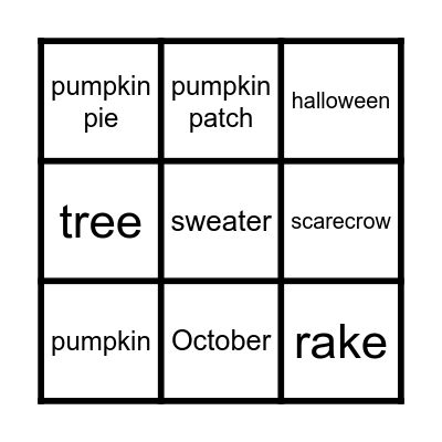 Fall Bingo Card