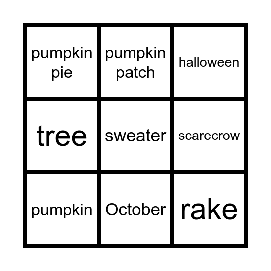 Fall Bingo Card