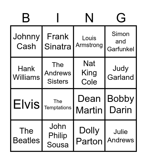 Musician Bingo! Bingo Card