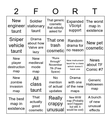 Scream Fortress 2024 Bingo Card