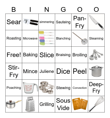 Cooking Methods and Utensils Bingo Card