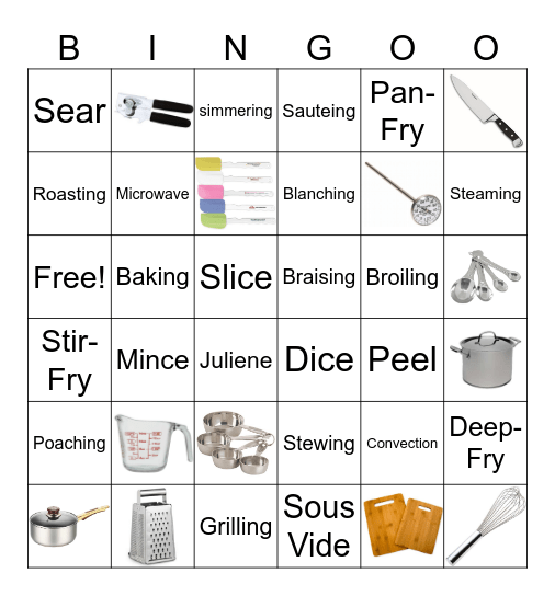 Cooking Methods and Utensils Bingo Card