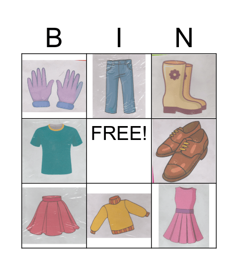 CLOTHES Bingo Card