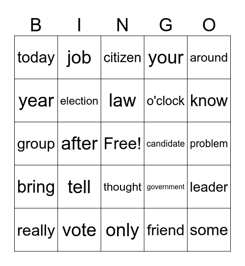 Our Leaders, Our World Bingo Card