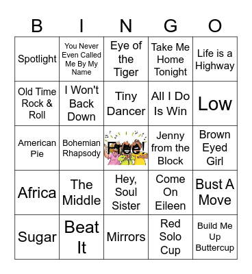 Sing A Long Songs Bingo Card