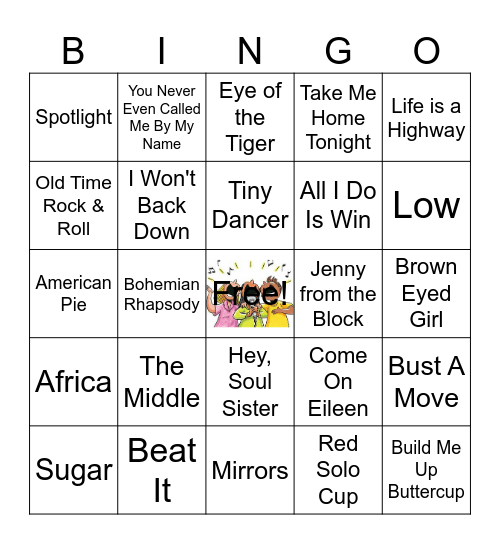 Sing A Long Songs Bingo Card