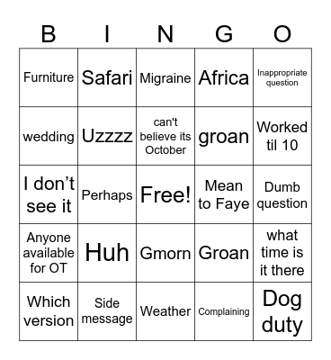Bourbon Monday Bingo Card
