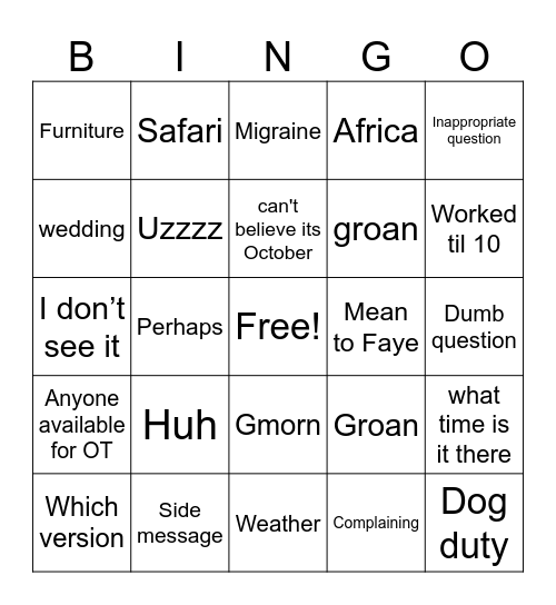 Bourbon Monday Bingo Card