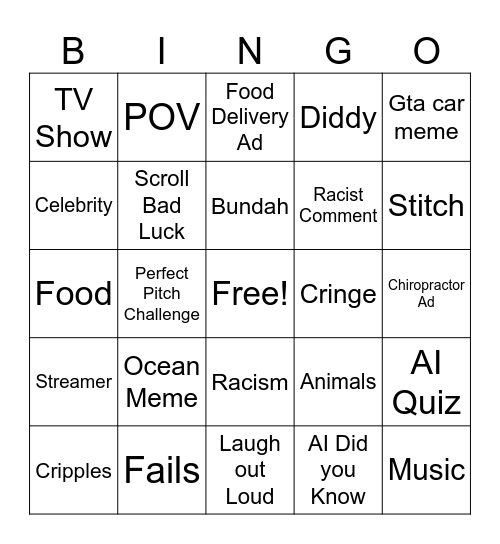 Reels Bingo Card