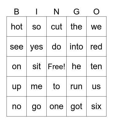 Sight work list 3 & 4 Bingo Card