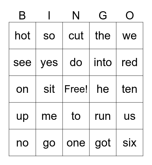 Sight work list 3 & 4 Bingo Card