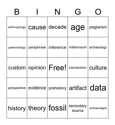 What Does a Historian Do? Bingo Card