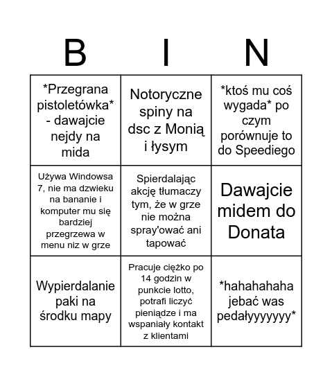 bingo gazika Bingo Card