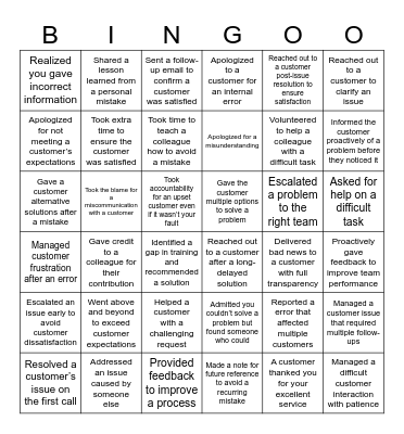 Own Your Mistakes Bingo Card