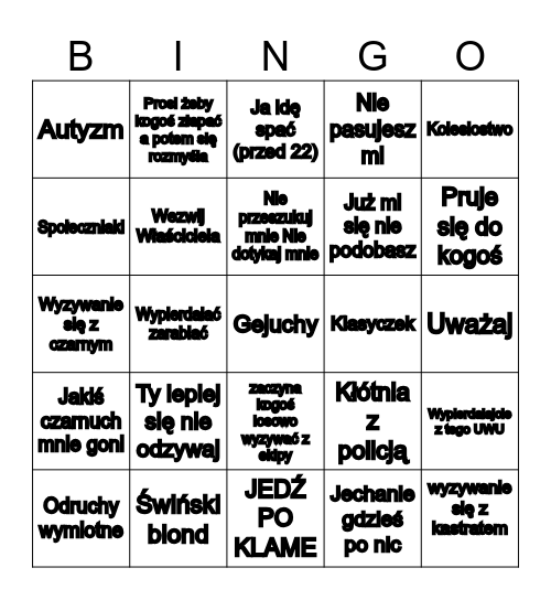 Co Siergiej Powie Bingo Card