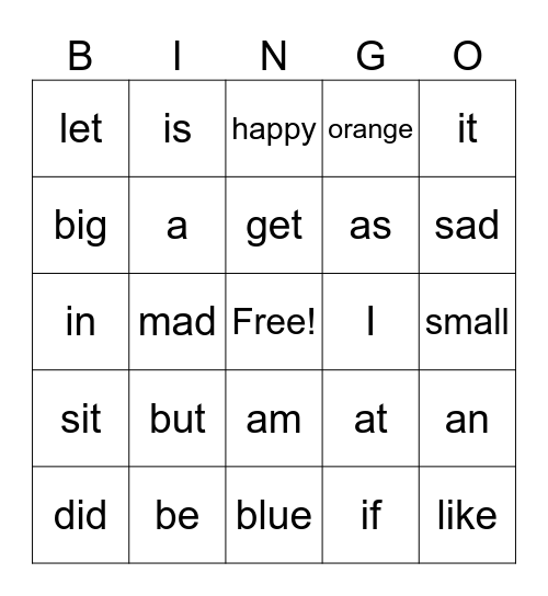 Sight word List 1 & 2 Bingo Card