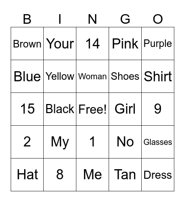 ASL 1 Bingo Card