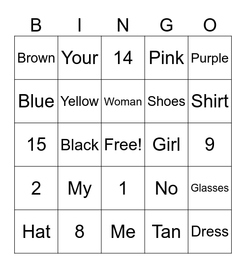 ASL 1 Bingo Card