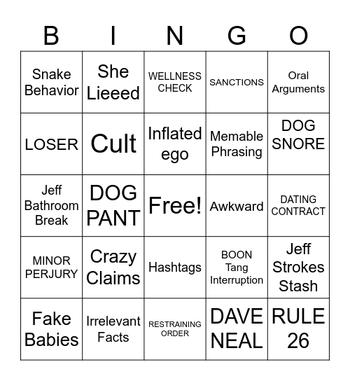 Tonsil Twin Bingo Card