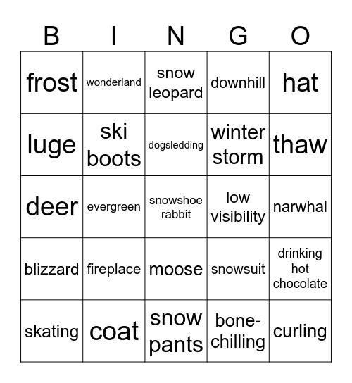 Winter Bingo Card