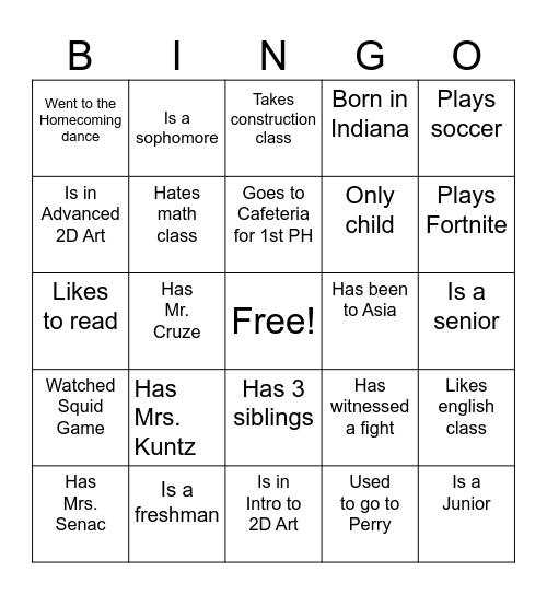 Ice Breaker Bingo Card