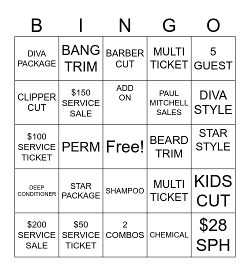 SHEAR INSANITY BINGO Card