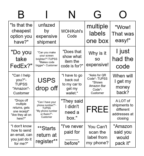 The UPS Store Bingo Card