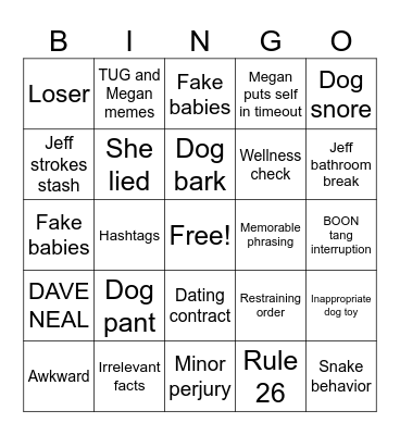 Tonsil Twin Bingo Card