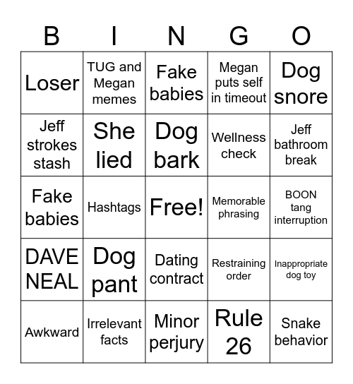 Tonsil Twin Bingo Card