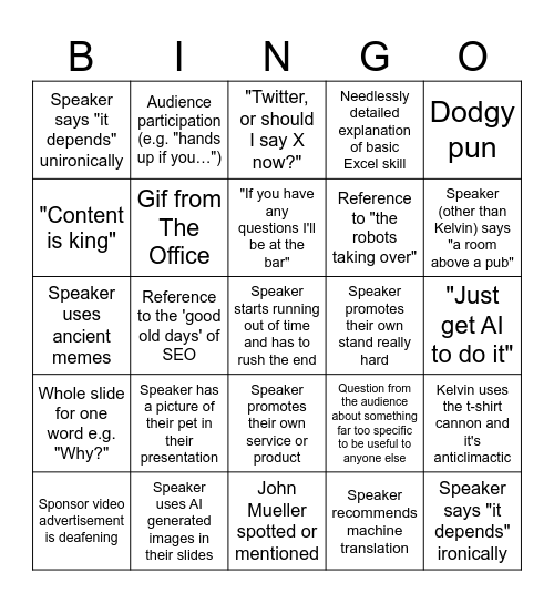 Brighton SEO Bingo Oct 2024 Bingo Card