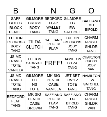 HOT LIST Bingo Card