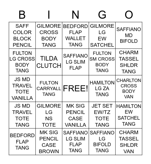 HOT LIST Bingo Card