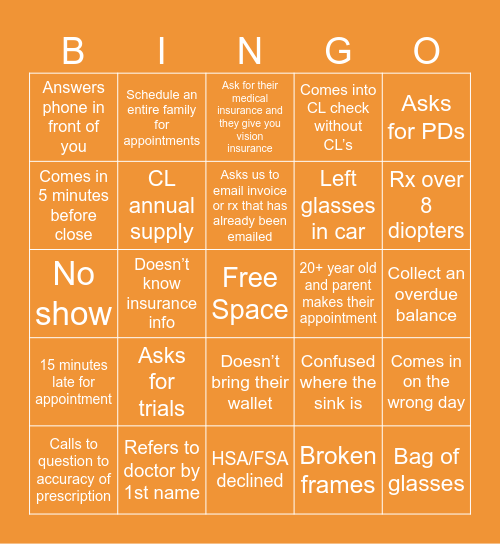 Optical Bingo Card