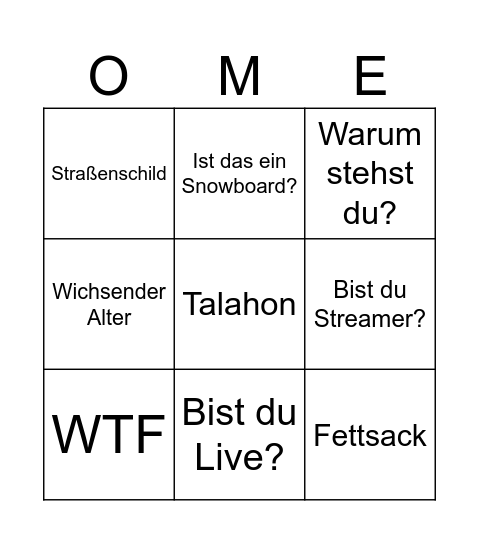 OME TV SPECIAL Bingo Card