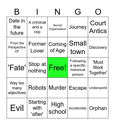 Movie Description Bingo! Bingo Card