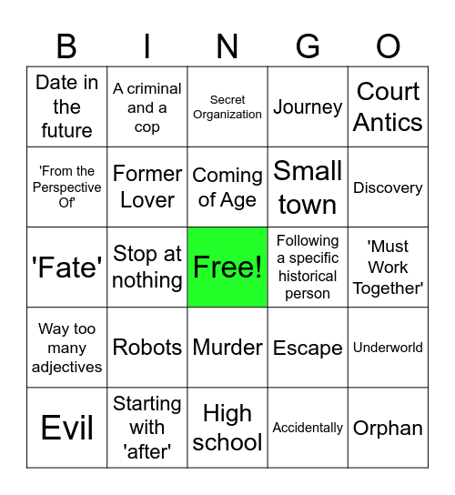 Movie Description Bingo! Bingo Card