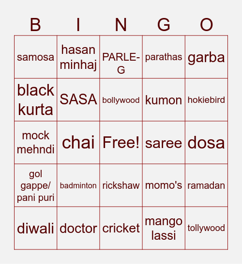 SASA BINGO Card