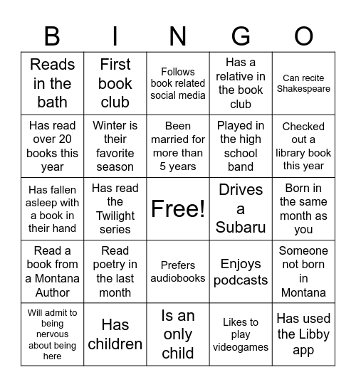 Find Someone Who... (Blackout) Bingo Card