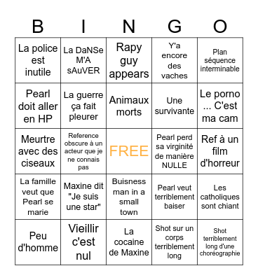 Pearl (2022) Bingo Card