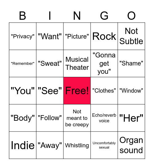 Creepy Songs Bingo! Bingo Card