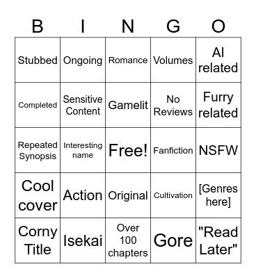 Royal Road Bingo Card