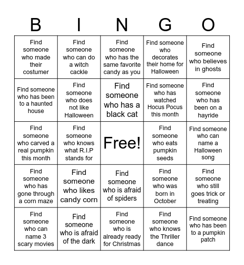 Halloween Bingo! Bingo Card