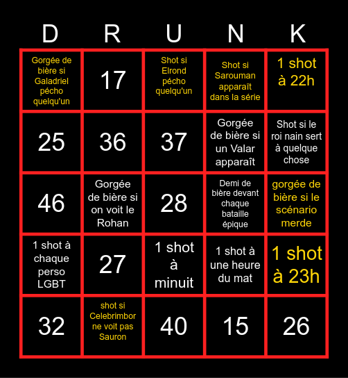 SHOT BINGO Card