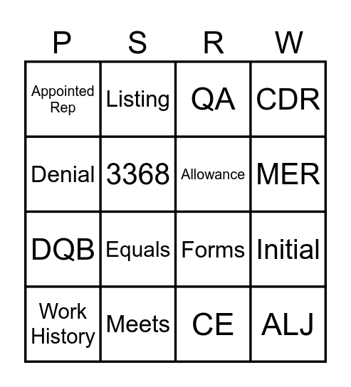 PSRW 2024 DDS Bingo Card