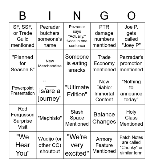 D4 Campfire Chat Bingo Card