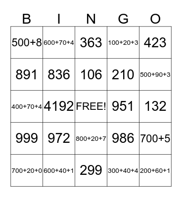 Place Value and Expanded Form Bingo Card