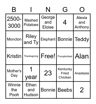 Barbara's Shower Bingo Card