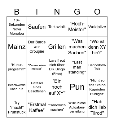 DR Bingo Card